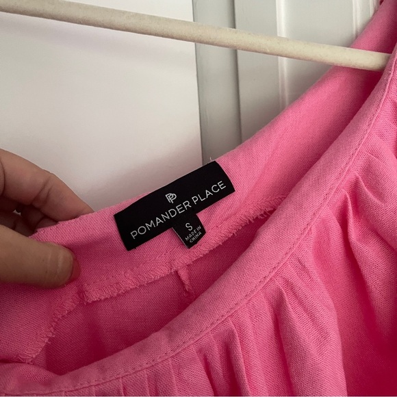 Pomander Place Tuckernuck Flamingo Pink Florencia One Shoulder Dress Ruffle - Picture 3 of 6